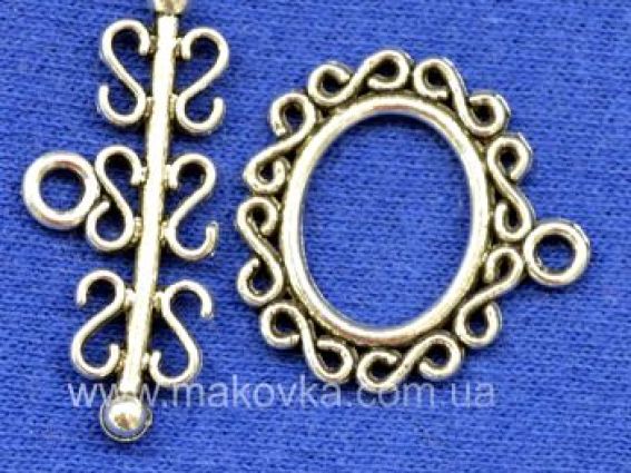 Замок-тогл Зазеркалье, 1 шт, античное серебро Замок-тогл Зазеркалье, 1 шт, античное серебро