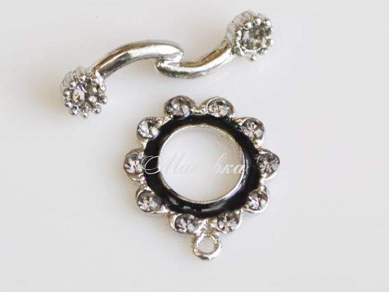 Замок-тогл со стразами Цветок, 1 шт Замок-тогл со стразами Цветок, 1 шт