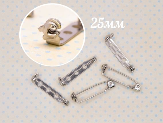 Шпилька із фіксатором , основа для брошки 2,5 см, 5 шт, сталевого кольору Шпилька із фіксатором , основа для брошки 2,5 см, 5 шт, сталевого кольору