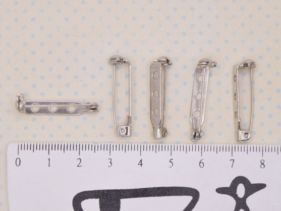 Основа (застібка) для брошки Шпилька із застібкою , довжина 25мм, сталевого кольору, 5 шт, 