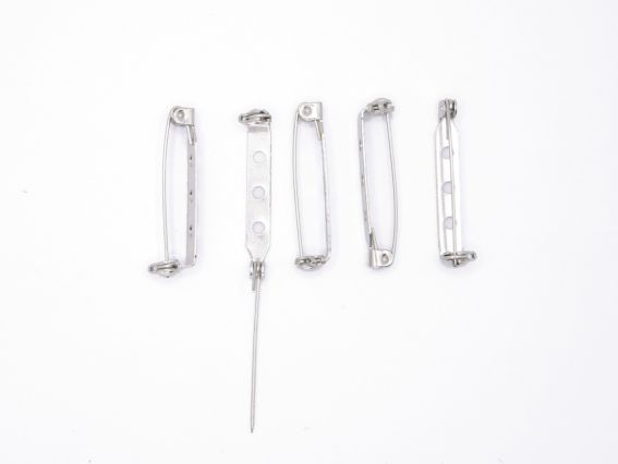 Основа (застібка) для брошки Шпилька із застібкою , довжина 32мм, сталевого кольору, 5 шт, 