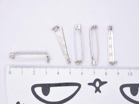 Основа (застібка) для брошки Шпилька із застібкою , довжина 32мм, сталевого кольору, 5 шт, 