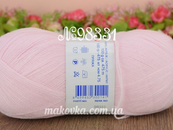 Kristal BonBon пряжа 98331 бледно-розовый