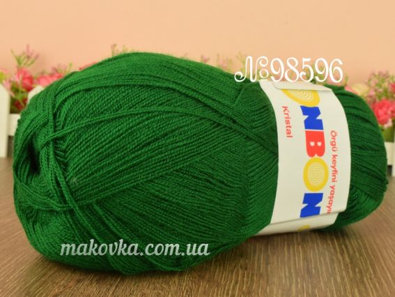 Kristal BonBon пряжа 98596 зеленый темный