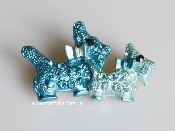 Брошь Б-10 Две собачки, голубая Брошь Б-10 Две собачки, голубая