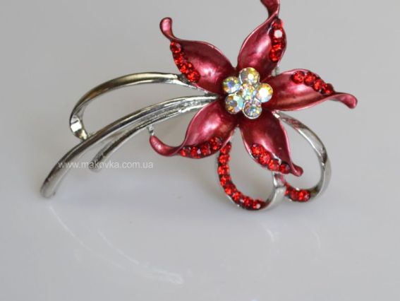 Брошь Б-03 Вишневый Цветок со стразами Брошь Б-03 Вишневый Цветок со стразами