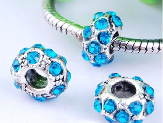 Бусина пандора со стразами Мульти голубая Бусина пандора со стразами Мульти голубая