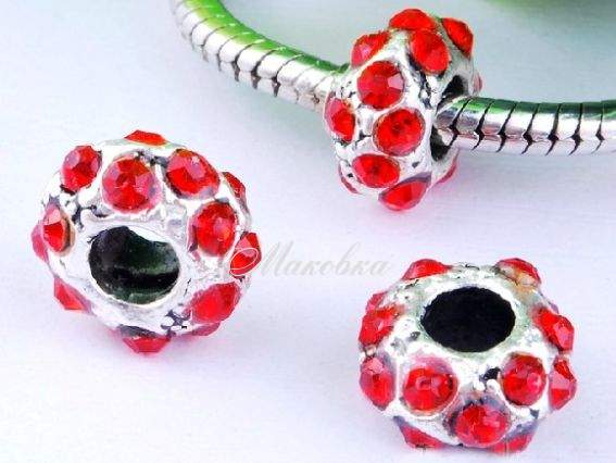 Бусина пандора со стразами Мульти красная Бусина пандора со стразами Мульти красная
