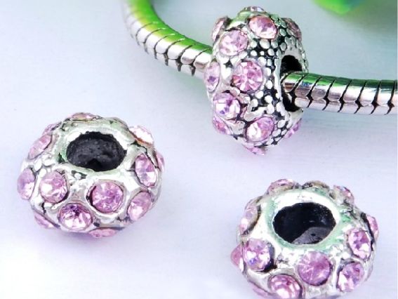 Бусина пандора со стразами Мульти розовая Бусина пандора со стразами Мульти розовая