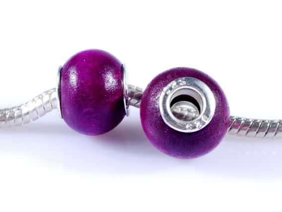 Бусина пандора деревянная фиолетовая Бусина пандора деревянная фиолетовая
