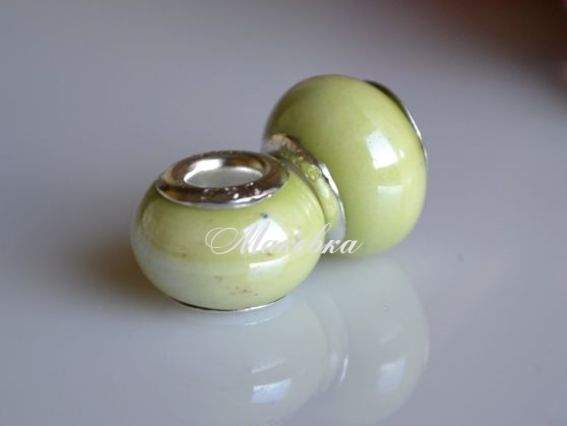 Бусина пандора фарфоровая салатовая №07 Бусина пандора фарфоровая салатовая №07