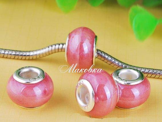 Бусина пандора фарфоровая розовая №01