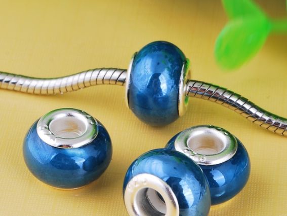 Бусина пандора фарфоровая синяя №02