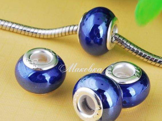 Бусина пандора фарфоровая синяя №09
