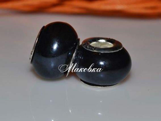 Бусина пандора фарфоровая черная №10