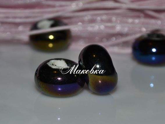 Бусина пандора фарфоровая черная №16 перелив