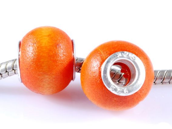 Бусина пандора деревянная оранжевая Бусина пандора деревянная оранжевая