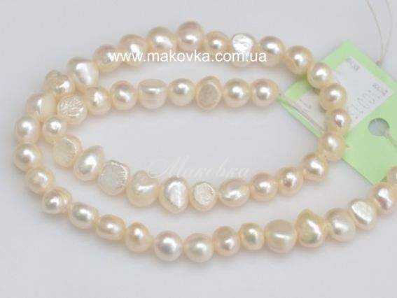 Речной жемчуг №06, картошка, 7-8 мм, 1 низка, белый