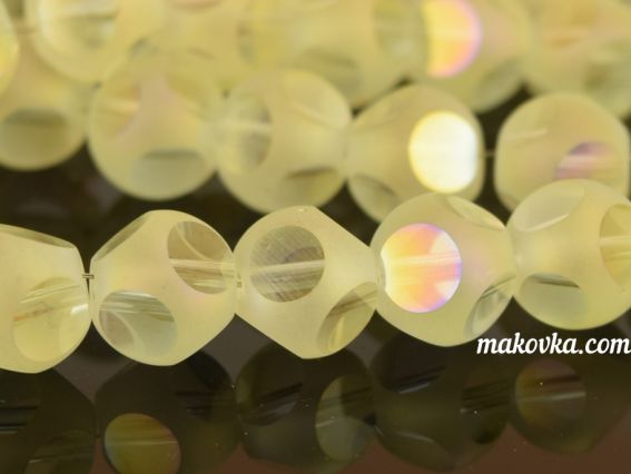 Бусина Стеклянная с напылением, шар со срезами 10 мм, шампань, 1 шт Бусина Стеклянная с напылением, шар со срезами 10 мм, шампань, 1 шт