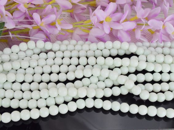 Бусины Стеклянные в форме шара, 10 мм №30 цвет белый алебастр, 1 низка