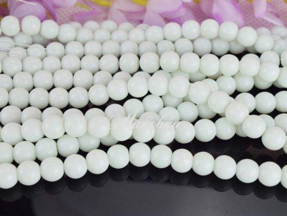 Скляні намистини куля 10 мм №30 №30 білий алебастр, 1 низка