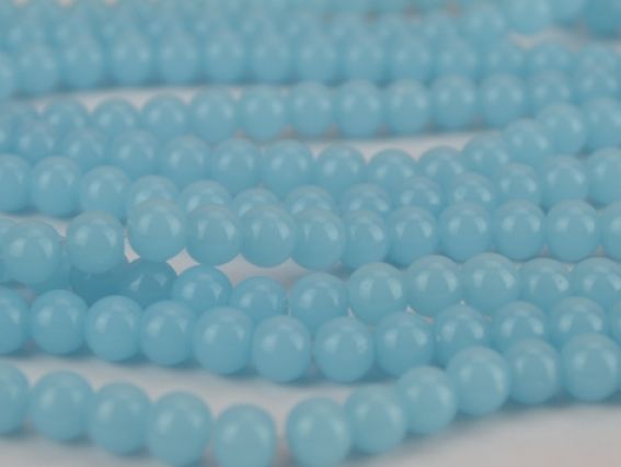 Стеклянные бусины в форме шара, 6 мм №12 голубые непрозрачные, 1 низка Стеклянные бусины в форме шара, 6 мм №12 голубые непрозрачные, 1 низка