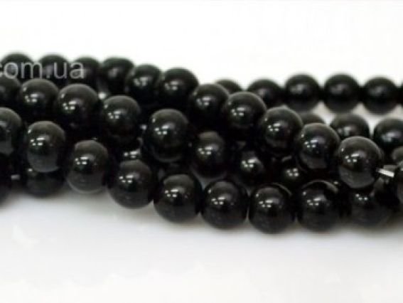 Стеклянные бусины в форме шара, 10 мм, цвет №33 черный, 1 низка