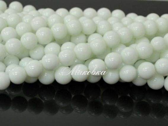 Скляні намистини у формі кулі, 8мм №30 White Alabaster білий алебастр, 1 низка