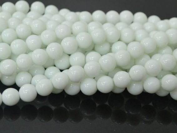 Намистини зі скла у формі кулі, 8 мм №30 білий алебастр White Alabaster, 1 низка