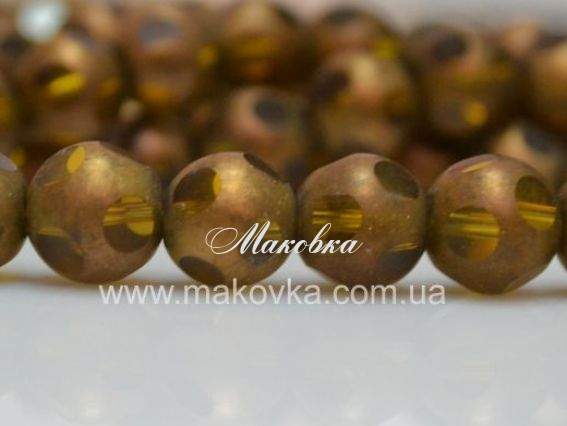 Бусина Стеклянная с напылением, шар 10 мм, 5 шт, золото с желтым
