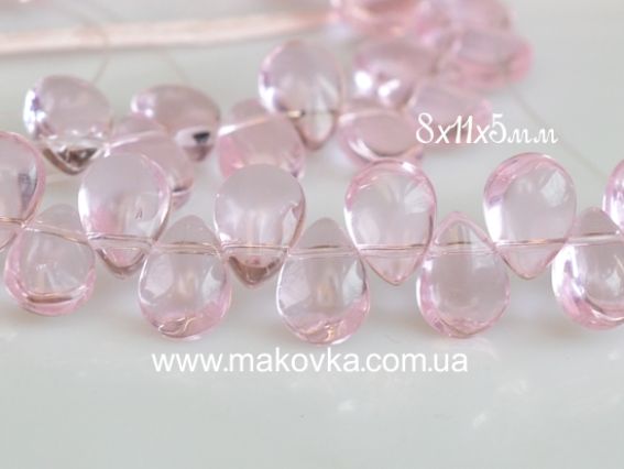 Стеклянные бусины Капля, 8х11 мм №4 розовые, 10 штук Стеклянные бусины Капля, 8х11 мм №4 розовые, 10 штук