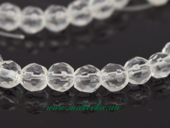 Бусины стеклянные граненые Шар 4 мм, Бесцветный, 1 низка БА000001454 Бусины стеклянные граненые Шар 4 мм, Бесцветный, 1 низка БА000001454