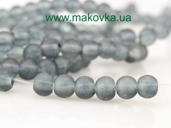 Бусины матовые стеклянные, шар 6 мм, Черный, 1 низка Бусины матовые стеклянные, шар 6 мм, Черный, 1 низка