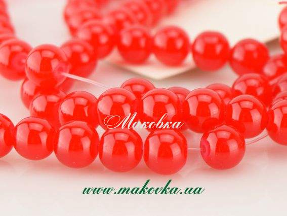 Бусины стеклянные Желейные Шар 8 мм, Красный, 1 низка УТ000007366 Бусины стеклянные Желейные Шар 8 мм, Красный, 1 низка УТ000007366