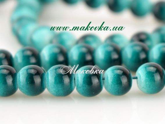 Бусины стеклянные Двухцветные Шар 6 мм, Зелено-черный, 1 низка УТ0003015 Бусины стеклянные Двухцветные Шар 6 мм, Зелено-черный, 1 низка УТ0003015