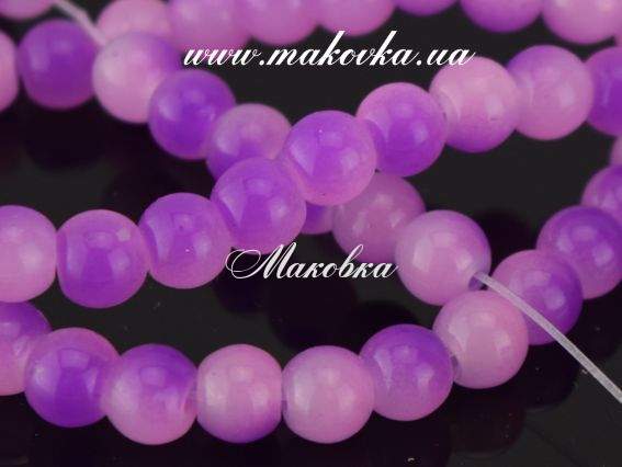 Бусины стеклянные Двухцветные Шар 6 мм, Розово-пурпурный, 1 низка УТ0003116 Бусины стеклянные Двухцветные Шар 6 мм, Розово-пурпурный, 1 низка УТ0003116