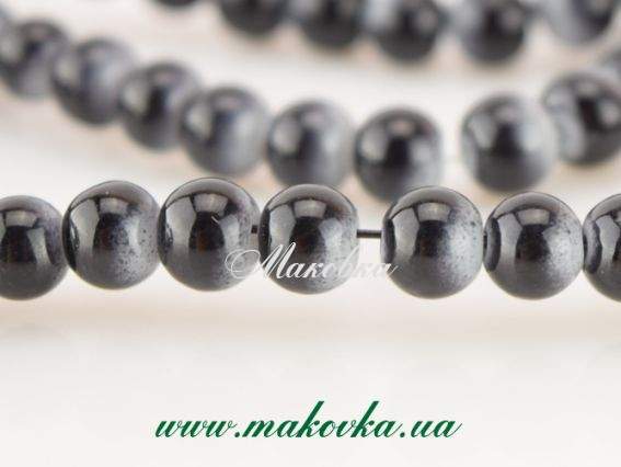 Бусины стеклянные Двухцветные Шар 6 мм, Серо-черный, 1 низка УТ0003278 Бусины стеклянные Двухцветные Шар 6 мм, Серо-черный, 1 низка УТ0003278