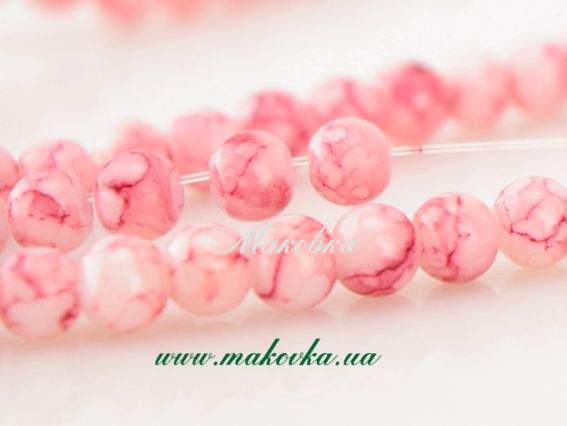 Бусины стеклянные МРАМОРНЫЕ шар 4 мм, Розовый, 1 низка, УТ0005792 Бусины стеклянные МРАМОРНЫЕ шар 4 мм, Розовый, 1 низка, УТ0005792