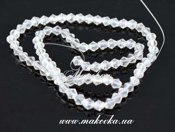 Бусины Биконус Граненые 4 мм, Бесцветный, 1 низка, УТ0030331 Бусины Биконус Граненые 4 мм, Бесцветный, 1 низка, УТ0030331