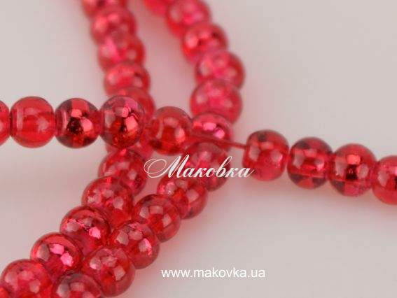 Бусины ЗЕБРА стеклянные волочильные, шар 4 мм, Красные с красным Y10 , 1 низка Бусины ЗЕБРА стеклянные волочильные, шар 4 мм, Красные с красным Y10 , 1 низка