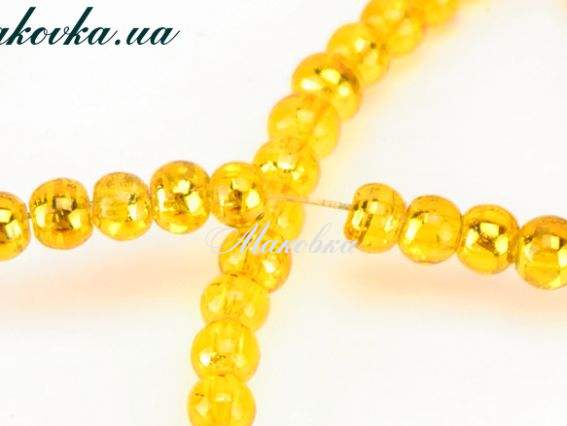 Бусины ЗЕБРА стеклянные волочильные, шар 4 мм, Желтый с золотом Y23 , 1 низка Бусины ЗЕБРА стеклянные волочильные, шар 4 мм, Желтый с золотом Y23 , 1 низка