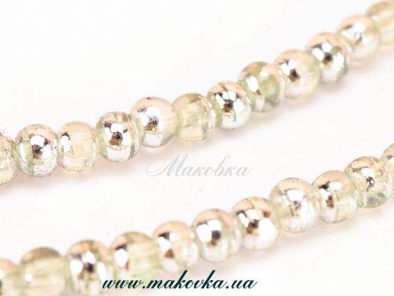 Бусины ЗЕБРА стеклянные волочильные, шар 4 мм, Бесцветный с серебром Y4, 1 низка Бусины ЗЕБРА стеклянные волочильные, шар 4 мм, Бесцветный с серебром Y4, 1 низка