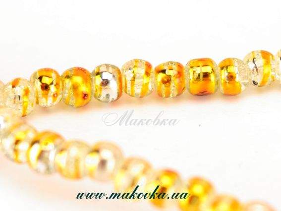 Бусины ЗЕБРА кракле Двухцветные, шар 4 мм, Прозрачные с золотом CD21, 1 низка Бусины ЗЕБРА кракле Двухцветные, шар 4 мм, Прозрачные с золотом CD21, 1 низка