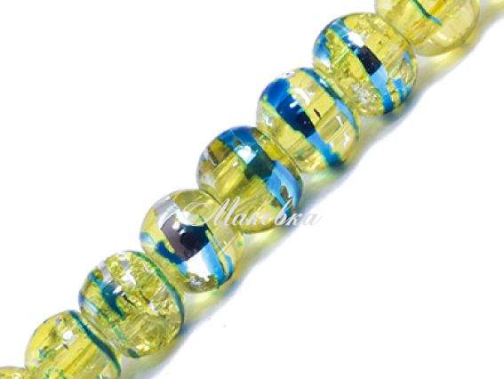 Бусины ЗЕБРА кракле Двухцветные, шар 4 мм, Желто-голубой, CD33, 1 низка Бусины ЗЕБРА кракле Двухцветные, шар 4 мм, Желто-голубой, CD33, 1 низка