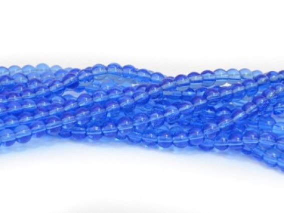 Намистини Скляні у формі кулі, 4 мм колір №10 світло-сині, 1 низка, 1 низка