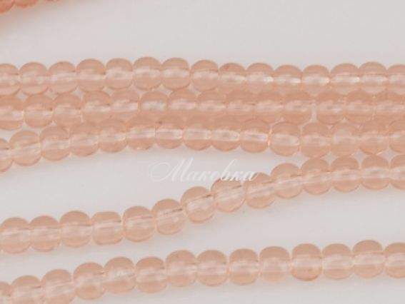 Скляні намистини у формі кулі, 4 мм №01, Light Rose (рожево-персикові прозорі), 1 низка