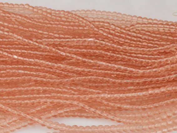 Намистини Скляні у формі кулі, 4 мм №01, Light Rose (рожево-персикові прозорі), 1 низка