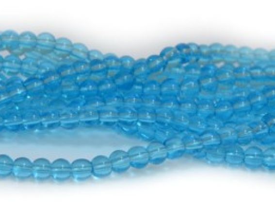 Намистини скляні 4 мм у формі кулі колір №06 карибський блакитний, 1 низка