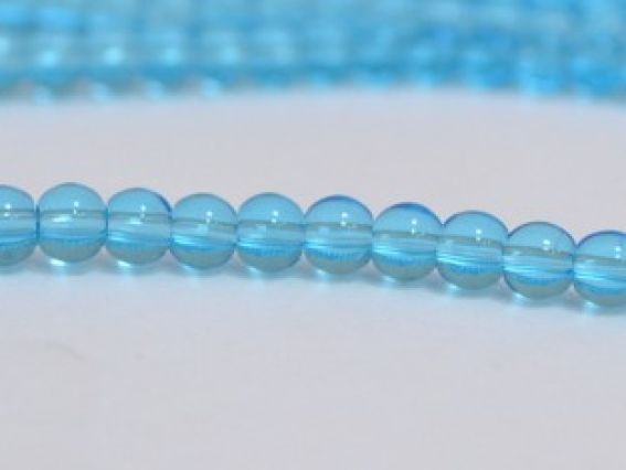 Скляні намистини у формі кулі, 4 мм №06, карибський блакитний, 1 низка