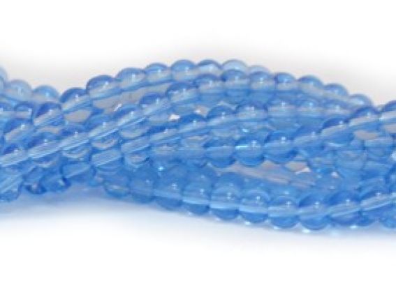 Намистини Скляні у формі кулі, 4 мм колір №09, блакитні, 1 низка